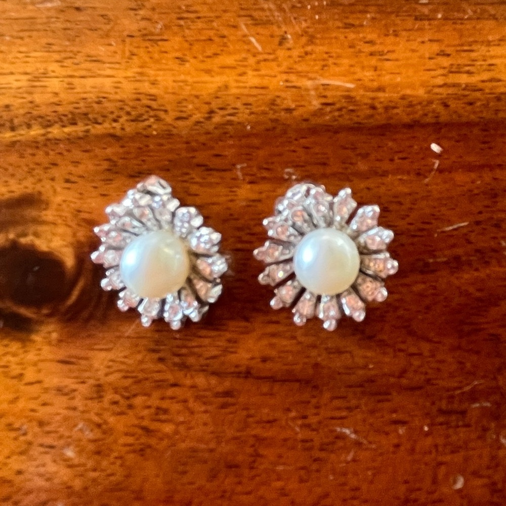 Vintage 1960’s  Pearl and Silver Earrings